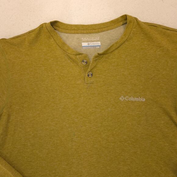 Columbia Casual Long Sleeve Graphic T Shirt Mens Size Medium M Olive Green - Picture 1 of 9